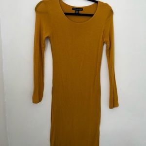 Mustard bodycon midi dress